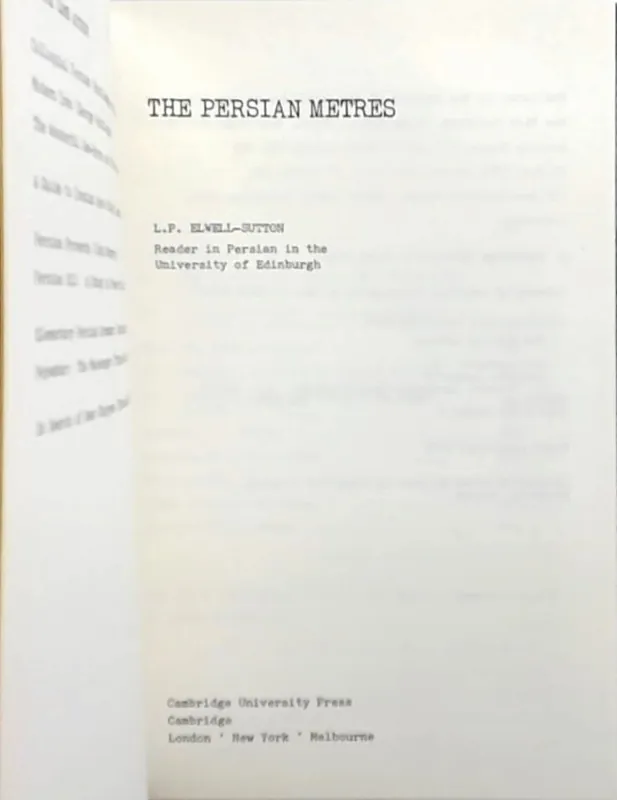 Bestseller The Persian metres - Elwell-Sutton, L. P.