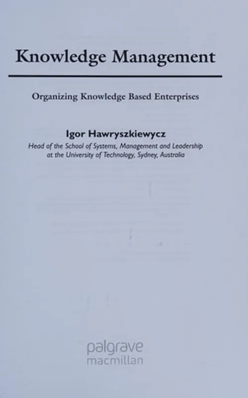 Knowledge management - I. T. Hawryszkiewycz Laatste Versie