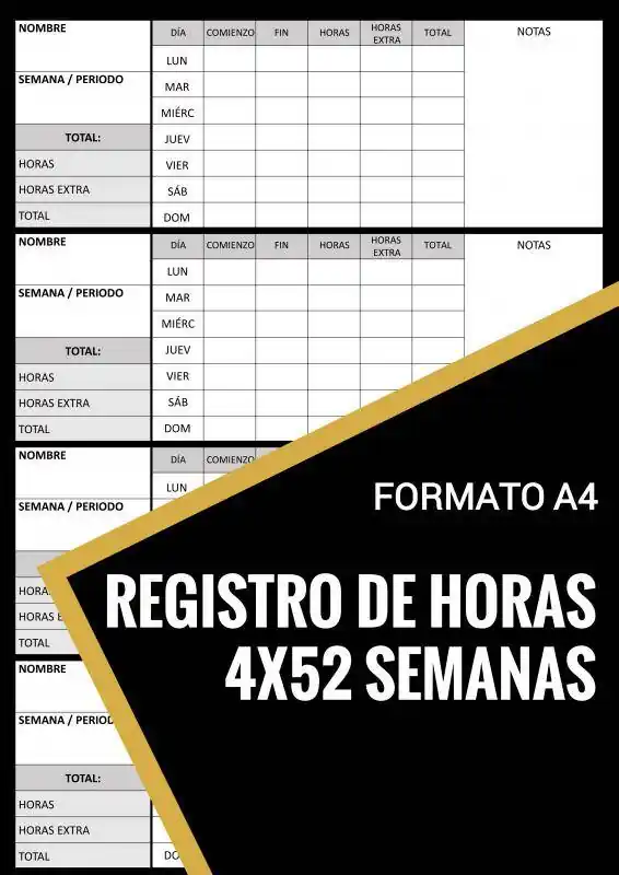 Registro de Horas - 4x52 Semanas - Formato A4 / 1 Edition Fabrieksprijs