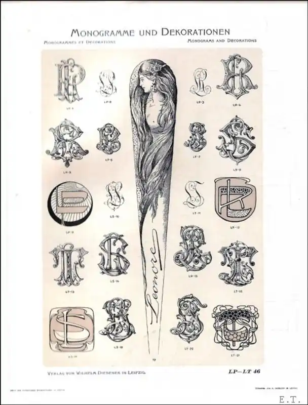 Snelle Levering Monogrammes et decorations a l'usage des graveurs de montres et de metaux precieux comme des metiers qui s'y rattachent. - Wilhelm Diebener.