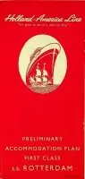 Direct Beschikbaar Preliminary Accommodation Plan First Class s.s. Rotterdam - Holland America Line