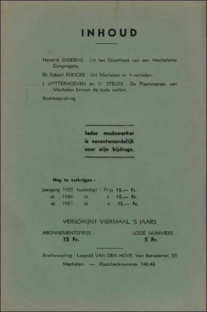 Mechelsche bijdragen. 6e Jaargang Nr 2 Uit het Eeuwfeest van een Mechelsche Congregatie - Mechelsche kring voor oudheidkunde, geschiedenis en folklore Shop Nu