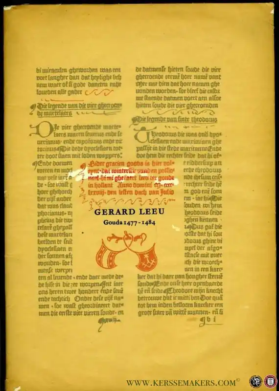 Gerard Leeu, Gouda 1477-1484. Een der eerste Noord-Nederlandse drukkers. (jaarwisselingsgeschenk) - KRONENBERG, M. Actieprijs
