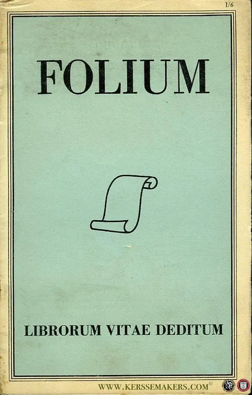 Shop Nu Folium Librorum Vitae Deditum. Jaargang 1 - 1951, nummer 1/6 - GUMBERT, H.L. ( redactie) / Diverse auteurs