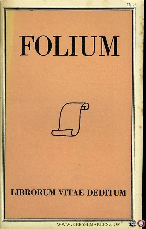 Folium Librorum Vitae Deditum. Jaargang 2 - 1952, nummer 1-2 - GUMBERT, H.L. ( redactie) / Diverse auteurs Hoge Kwaliteit