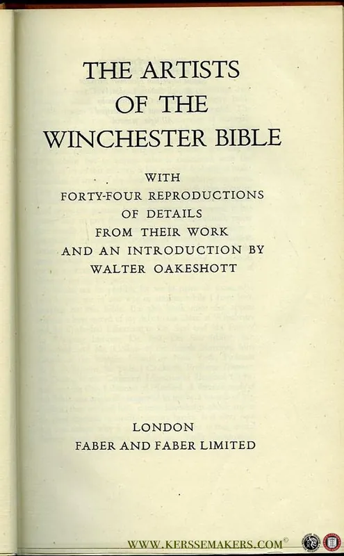 Gecertificeerd The artists of the Winchester Bible. - Oakeshott, Walter