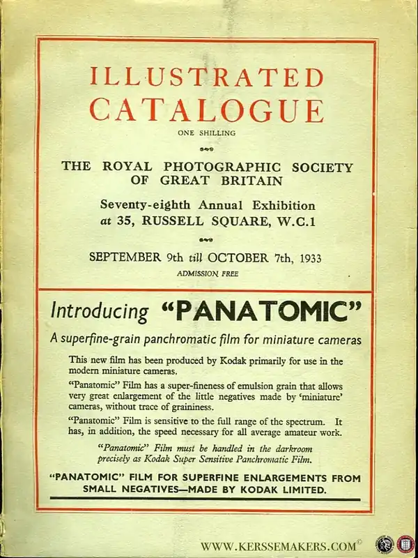 Illustrated catalogue. Seventy-eight Annual Exhibition at 35, Russel Square, W.C.1 The Royal Photographic Society of Great Britain - Aa Dagaanbieding