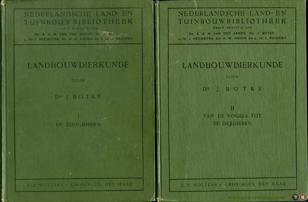 Landbouwdierkunde I: De zoogdieren / II: Van de vogels tot de oerdieren. - BOTKE, J. Lage Kosten