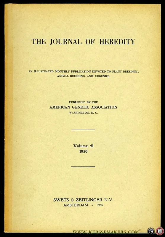 Shop Nu The Journal of Heredity. An Illustrated Monthly Publication Devoted to Plant Breeding, Animal Breeding, and Eugenics. Volume 41, 1950 in reprint - Aa