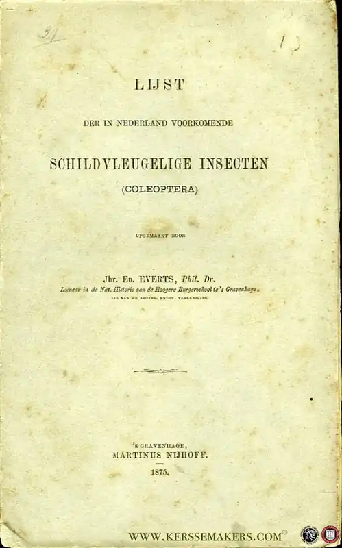 Lijst der in Nederland voorkomende schildvleugelige insecten (Coleoptera) - EVERTS, Ed. Alleen Vandaag