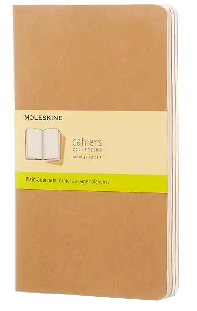 Merkproduct Schrift Moleskine 130x210mm blanco 160 pagina's 70gr kraft set à 3 stuks