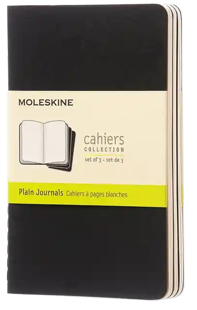 Schrift Moleskine 90x140mm blanco 240 pagina's 70gr zwart set à 3 stuks Betrouwbaar