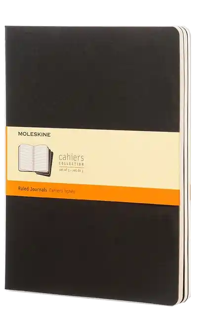 Schrift Moleskine 190x250mm lijn 240 pagina's 70gr zwart set à 3 stuks Laatste Kans