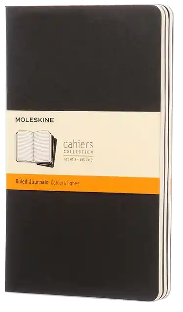 Schrift Moleskine 130x210mm lijn 160 pagina's 70gr zwart set à 3 stuks Must-Have
